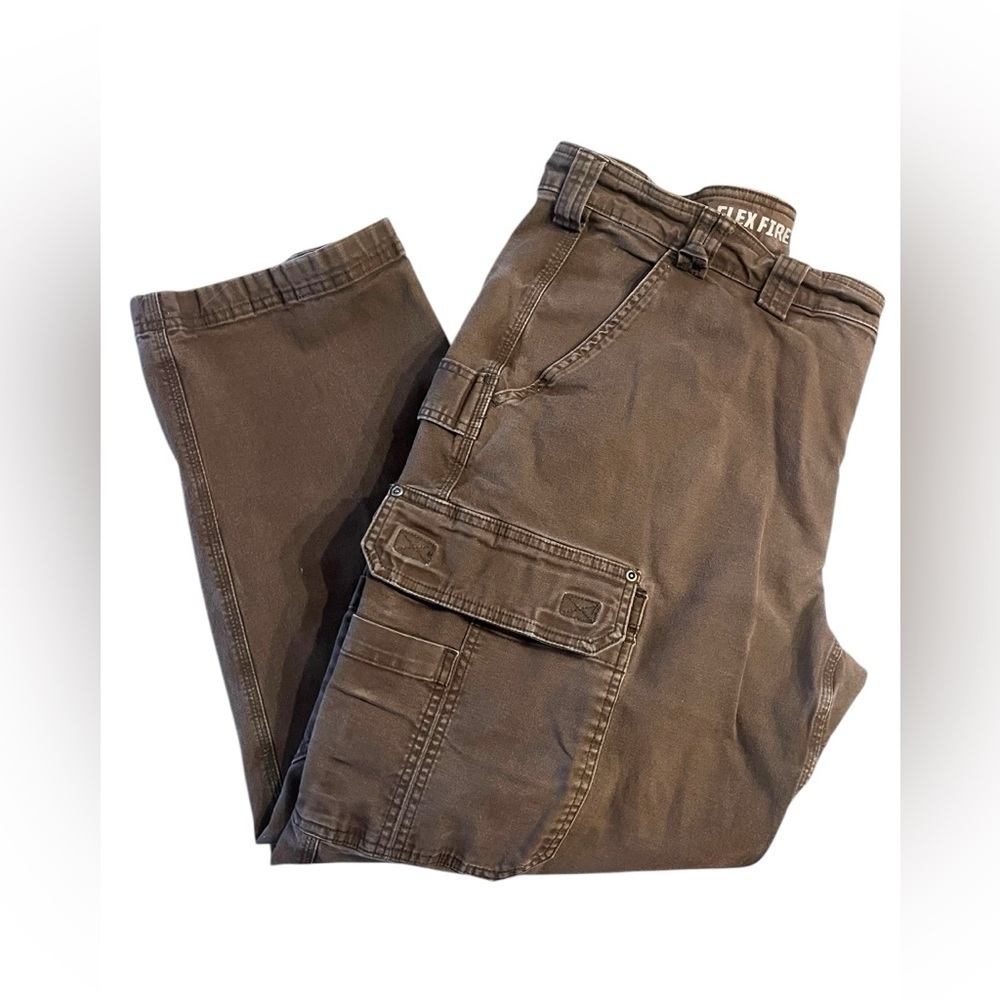 Duluth Trading Co Flex Fire Hose Pants Men's Measured 40x29 Dark Brown W…